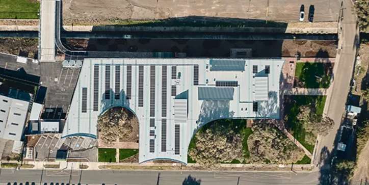 Façade detail of the operations depot